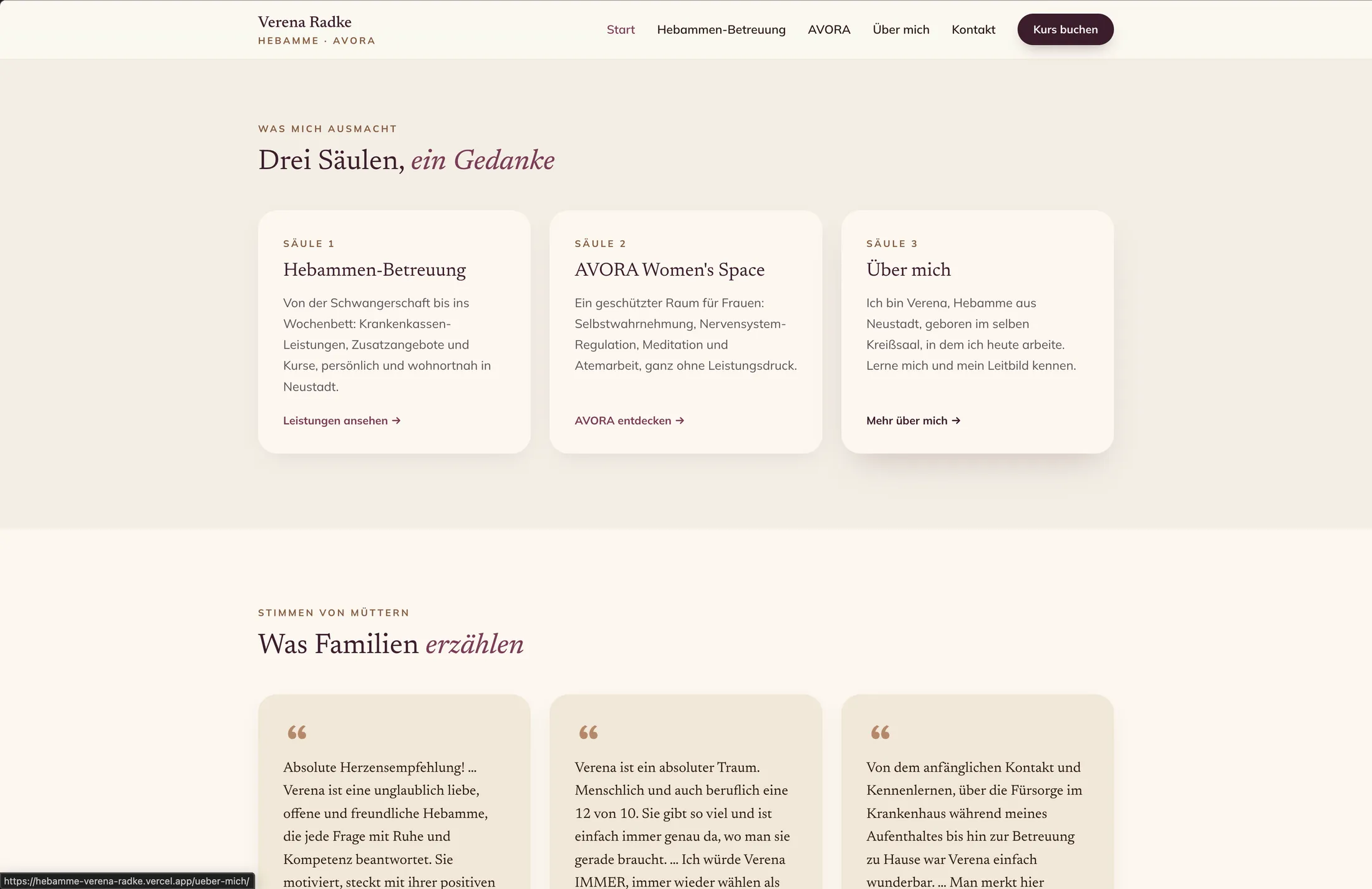 Sektion „Drei Säulen, ein Gedanke