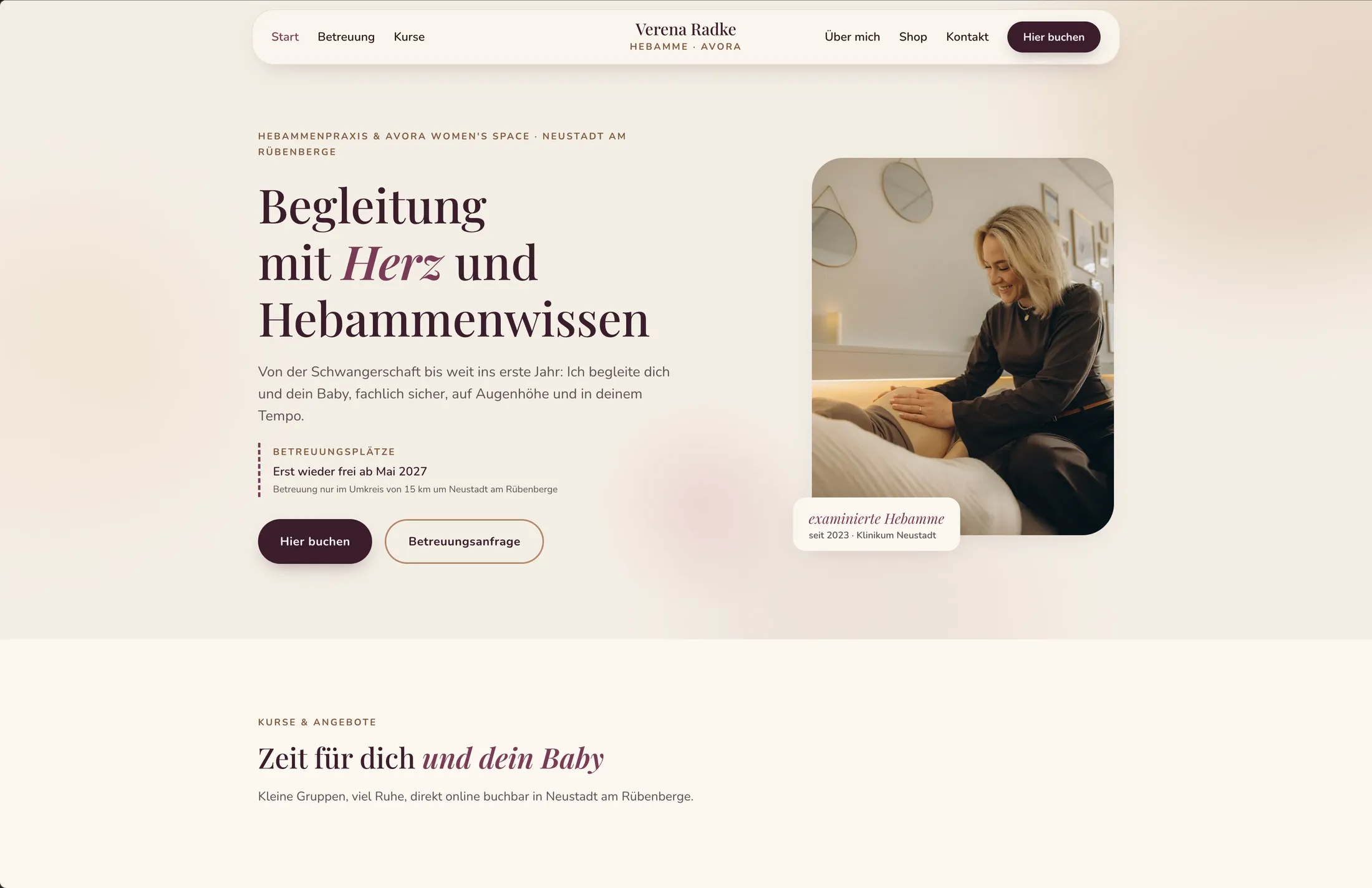 Startseite der Website von Verena Radke